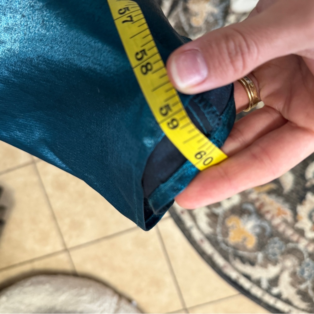 Lulus Aura Shiny Dark Teal Taffeta Maxi Dress With Pockets size medium - Picture 14 of 15
